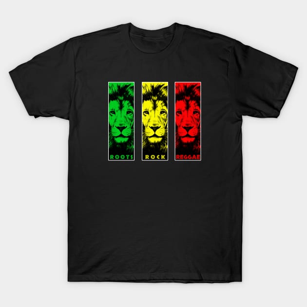 Roots Rock Reggae green yellow red T-Shirt by Odd Hourz Creative